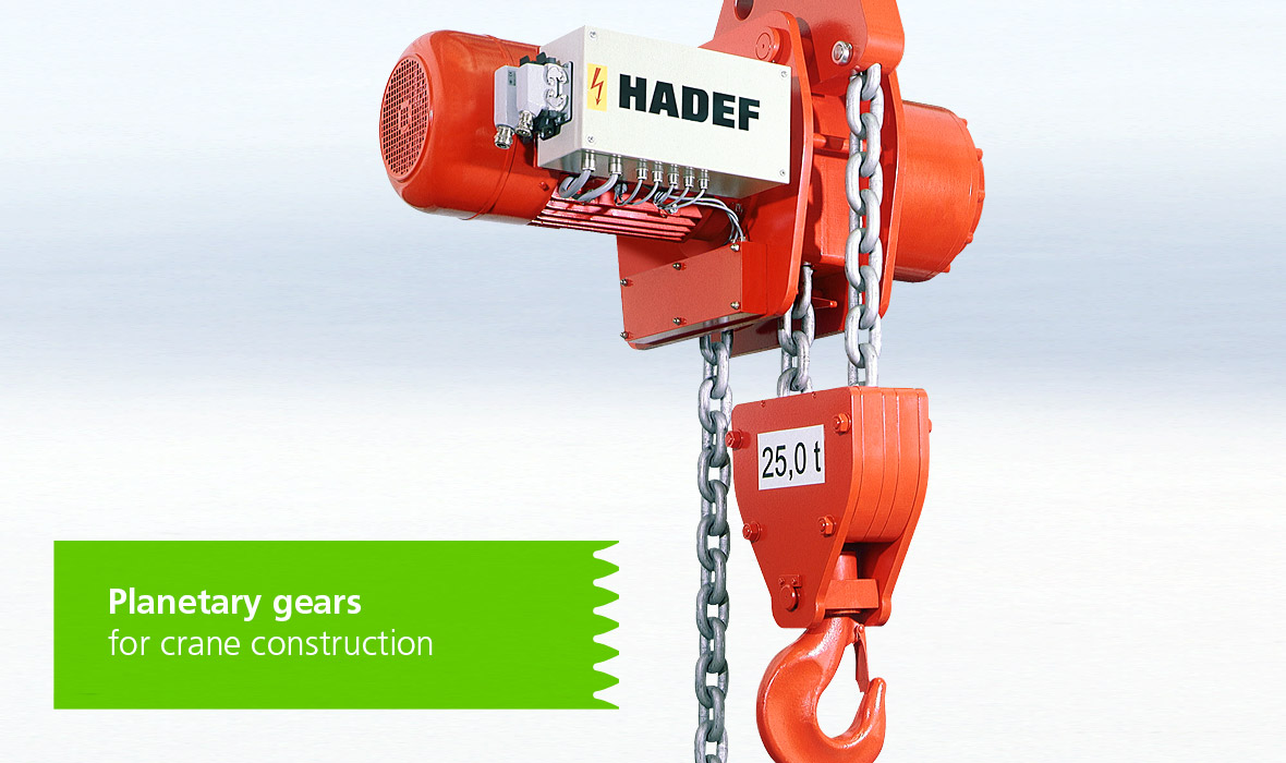 Planetary gears for crane construction